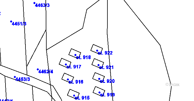 Parcela st. 922 v KÚ Kunžak, Katastrální mapa