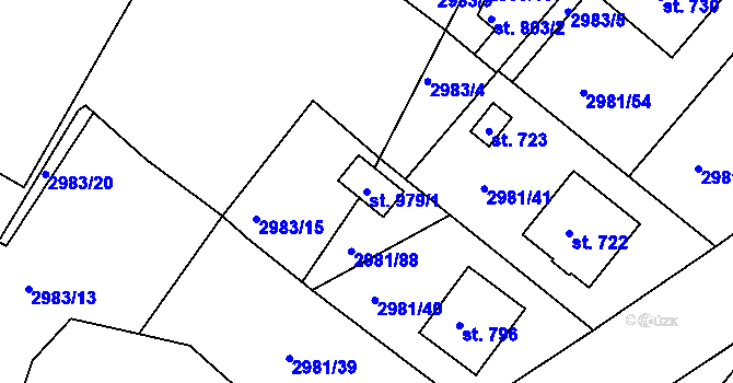 Parcela st. 979/1 v KÚ Kunžak, Katastrální mapa