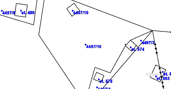 Parcela st. 4497/16 v KÚ Kunžak, Katastrální mapa