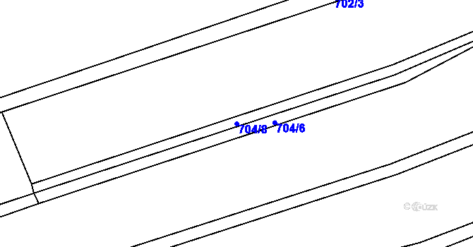 Parcela st. 704/8 v KÚ Kunžak, Katastrální mapa
