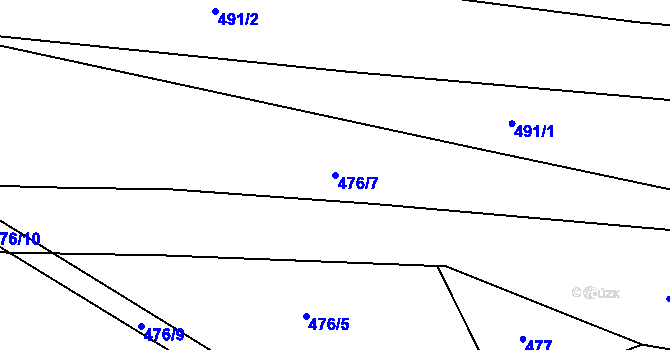 Parcela st. 476/7 v KÚ Kunžak, Katastrální mapa