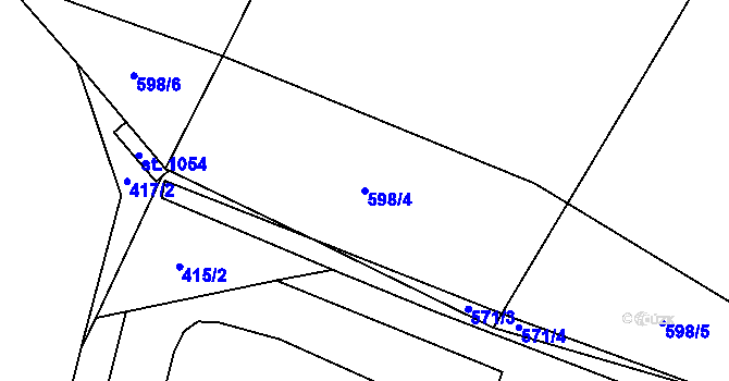 Parcela st. 598/4 v KÚ Kunžak, Katastrální mapa