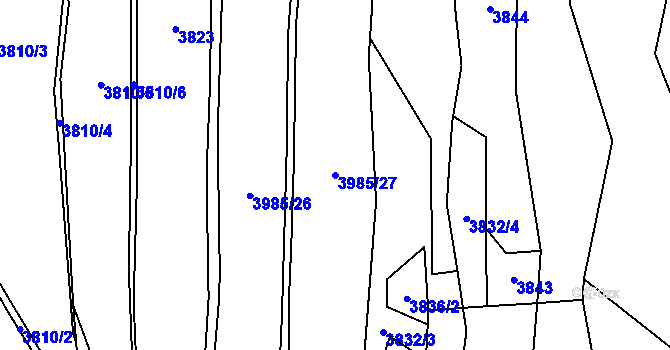 Parcela st. 3985/27 v KÚ Kunžak, Katastrální mapa