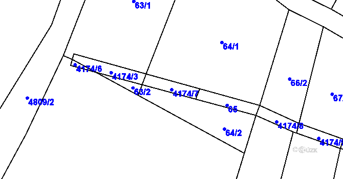 Parcela st. 4174/7 v KÚ Kunžak, Katastrální mapa