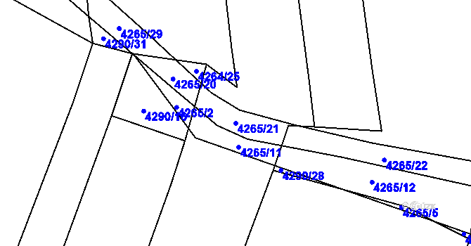Parcela st. 4265/21 v KÚ Kunžak, Katastrální mapa