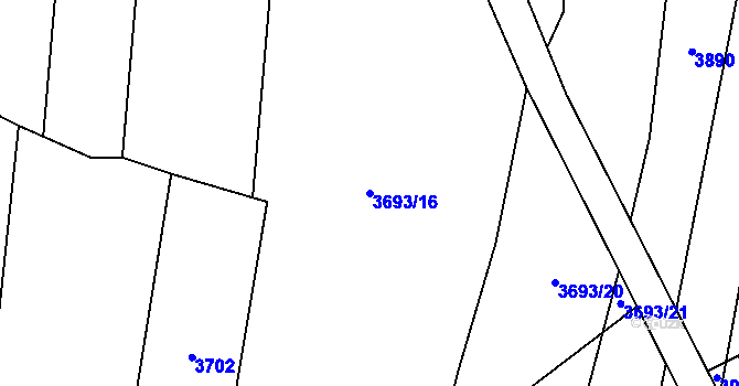 Parcela st. 3693/16 v KÚ Kunžak, Katastrální mapa