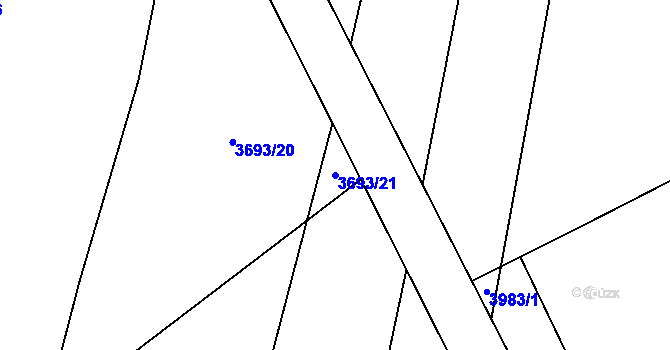 Parcela st. 3693/21 v KÚ Kunžak, Katastrální mapa