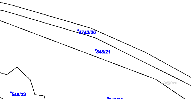 Parcela st. 548/21 v KÚ Kunžak, Katastrální mapa