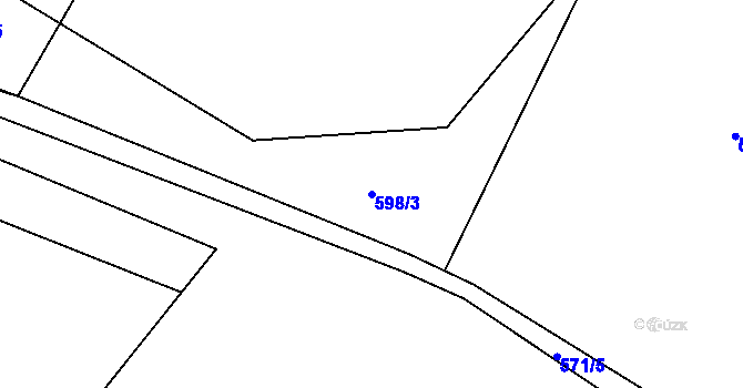 Parcela st. 598/3 v KÚ Kunžak, Katastrální mapa