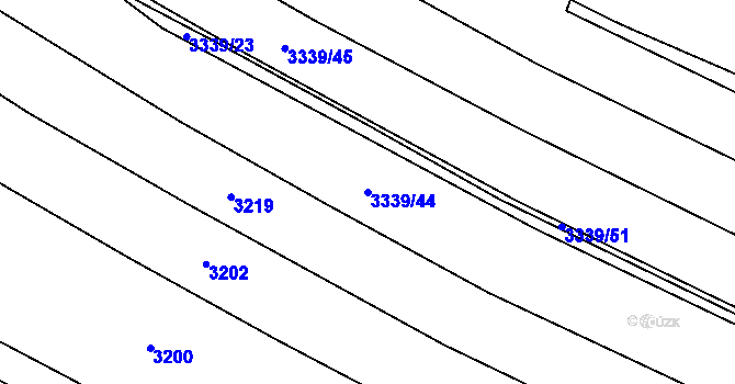 Parcela st. 3339/44 v KÚ Kunžak, Katastrální mapa