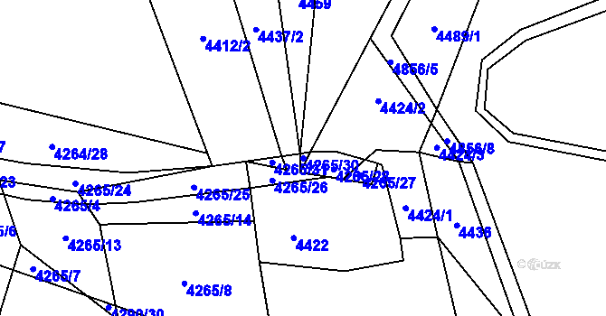 Parcela st. 4265/30 v KÚ Kunžak, Katastrální mapa