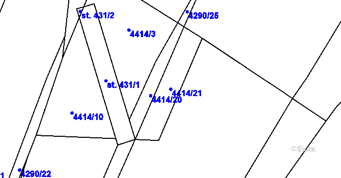 Parcela st. 4414/21 v KÚ Kunžak, Katastrální mapa