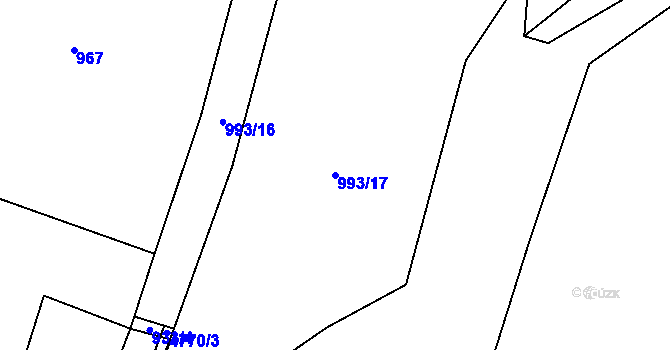 Parcela st. 993/17 v KÚ Kunžak, Katastrální mapa