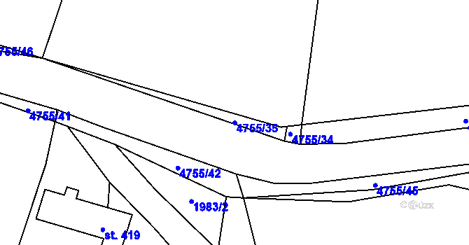 Parcela st. 4755/35 v KÚ Kunžak, Katastrální mapa