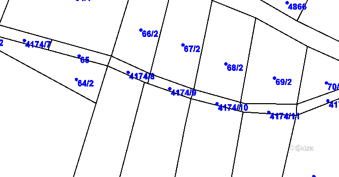 Parcela st. 4174/9 v KÚ Kunžak, Katastrální mapa