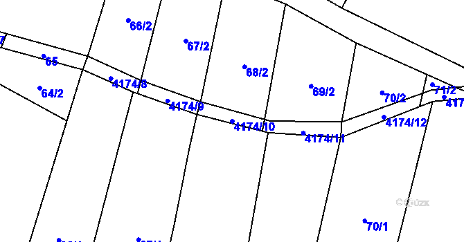 Parcela st. 4174/10 v KÚ Kunžak, Katastrální mapa