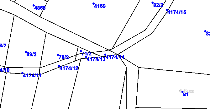 Parcela st. 4174/14 v KÚ Kunžak, Katastrální mapa