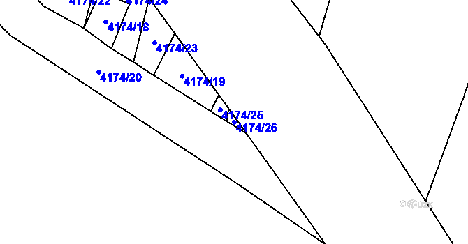 Parcela st. 4174/26 v KÚ Kunžak, Katastrální mapa