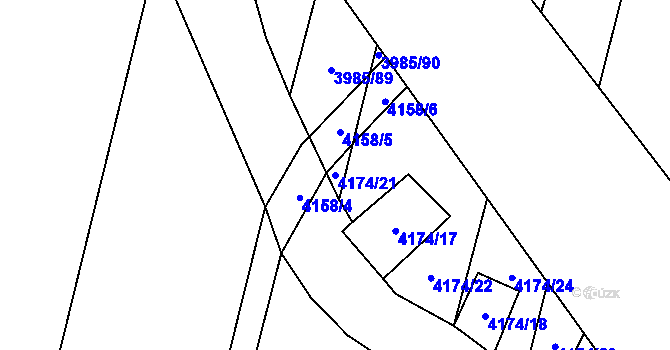 Parcela st. 4174/21 v KÚ Kunžak, Katastrální mapa