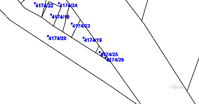 Parcela st. 4174/25 v KÚ Kunžak, Katastrální mapa