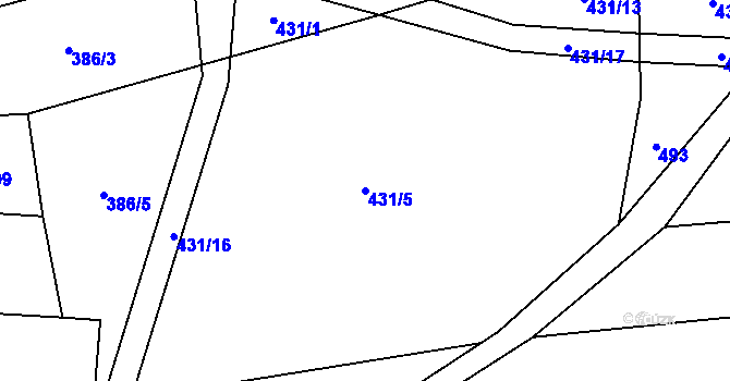 Parcela st. 431/5 v KÚ Kunžak, Katastrální mapa
