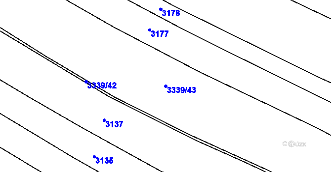 Parcela st. 3339/43 v KÚ Kunžak, Katastrální mapa