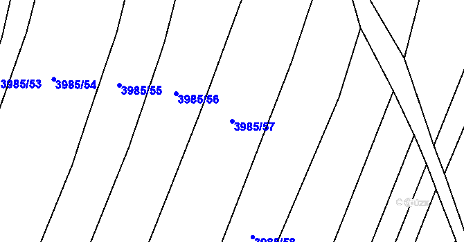 Parcela st. 3985/57 v KÚ Kunžak, Katastrální mapa