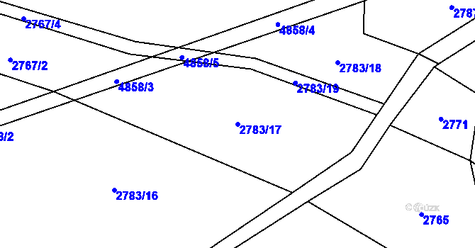 Parcela st. 2783/17 v KÚ Kunžak, Katastrální mapa
