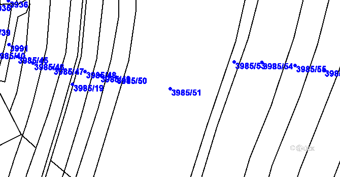 Parcela st. 3985/51 v KÚ Kunžak, Katastrální mapa