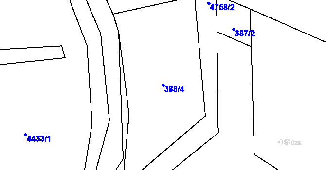 Parcela st. 388/4 v KÚ Kunžak, Katastrální mapa