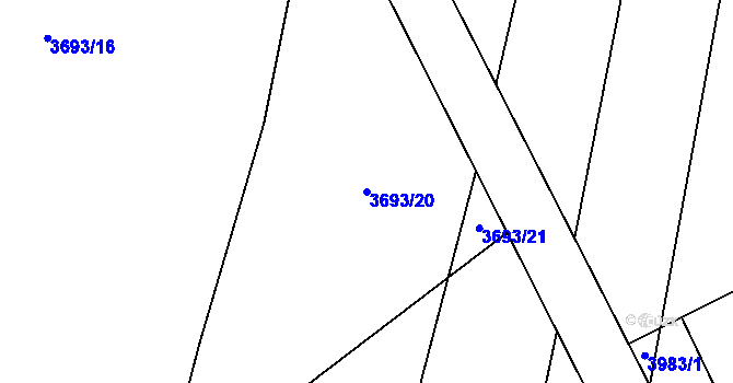 Parcela st. 3693/20 v KÚ Kunžak, Katastrální mapa