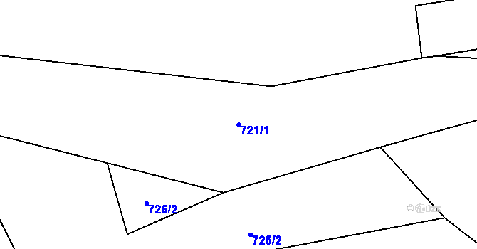 Parcela st. 721/1 v KÚ Kunžak, Katastrální mapa