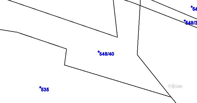 Parcela st. 548/40 v KÚ Kunžak, Katastrální mapa