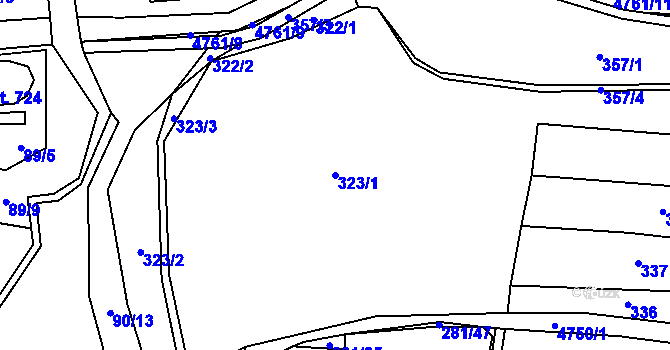 Parcela st. 323/1 v KÚ Kunžak, Katastrální mapa