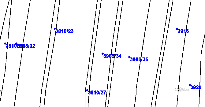 Parcela st. 3985/34 v KÚ Kunžak, Katastrální mapa