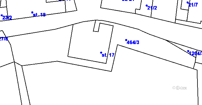 Parcela st. 17 v KÚ Mosty, Katastrální mapa