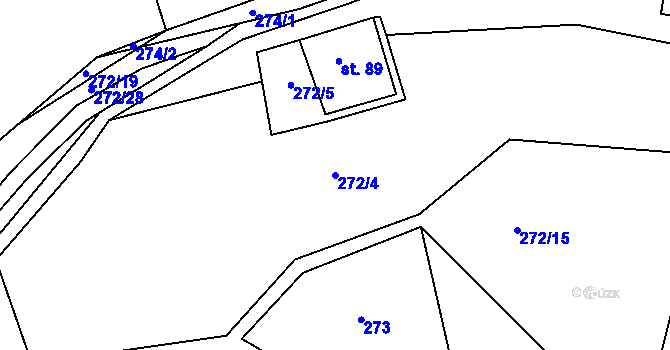 Parcela st. 272/4 v KÚ Mosty, Katastrální mapa