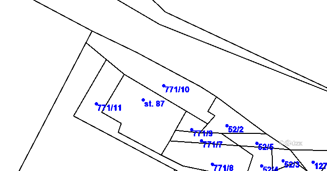 Parcela st. 771/10 v KÚ Mosty, Katastrální mapa