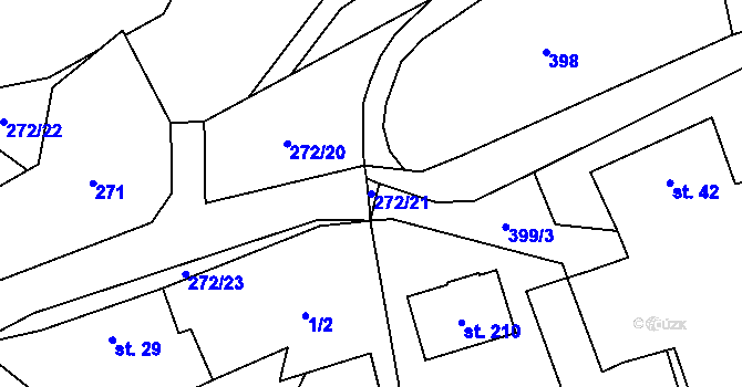 Parcela st. 272/21 v KÚ Mosty, Katastrální mapa