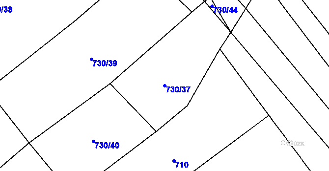 Parcela st. 730/37 v KÚ Mosty, Katastrální mapa