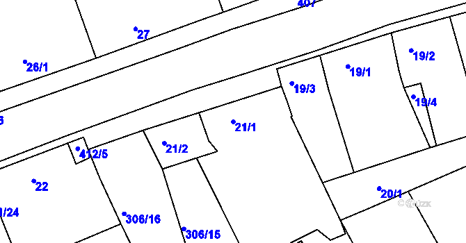 Parcela st. 21/1 v KÚ Kupařovice, Katastrální mapa