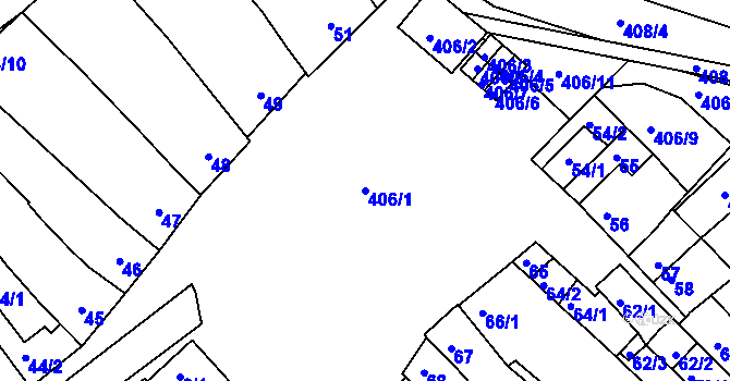 Parcela st. 406/1 v KÚ Kupařovice, Katastrální mapa