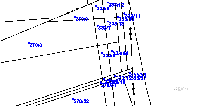 Parcela st. 333/8 v KÚ Kupařovice, Katastrální mapa