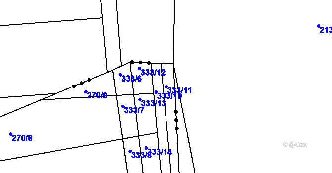 Parcela st. 333/11 v KÚ Kupařovice, Katastrální mapa