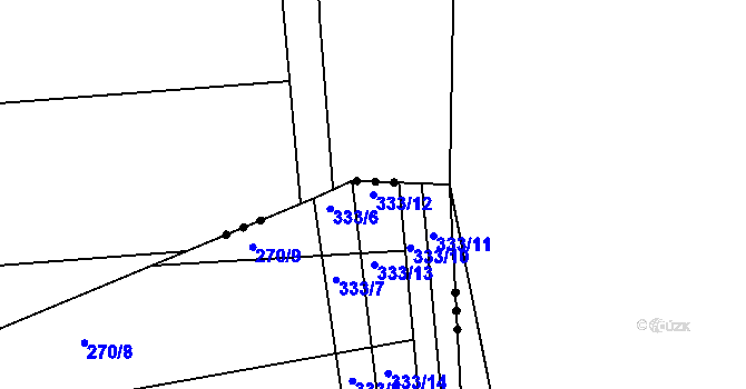 Parcela st. 333/12 v KÚ Kupařovice, Katastrální mapa