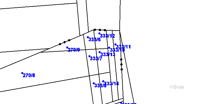 Parcela st. 333/13 v KÚ Kupařovice, Katastrální mapa