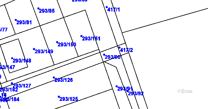 Parcela st. 293/90 v KÚ Kupařovice, Katastrální mapa