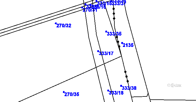 Parcela st. 333/17 v KÚ Kupařovice, Katastrální mapa