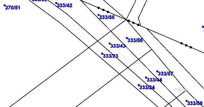 Parcela st. 333/23 v KÚ Kupařovice, Katastrální mapa