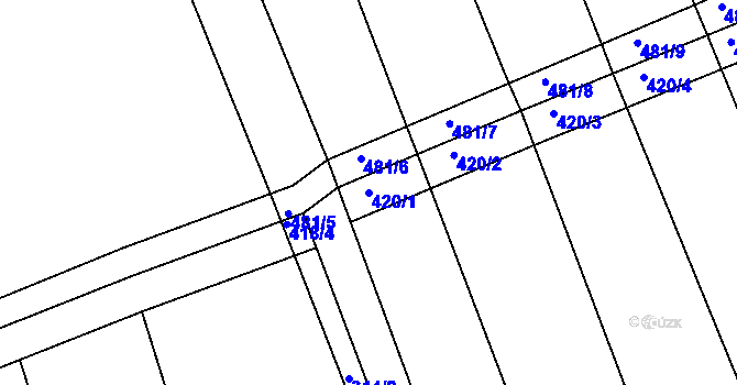 Parcela st. 420/1 v KÚ Kupařovice, Katastrální mapa